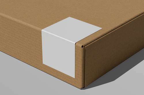 牛皮纸包装盒局部带贴纸PS样机模板 - PNG派