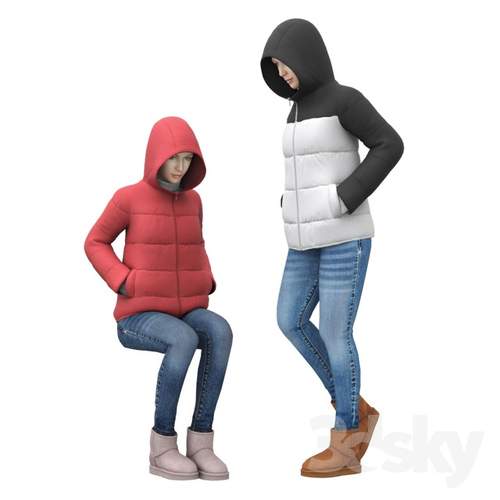 身着羽绒服人物3D模型 - PNG派