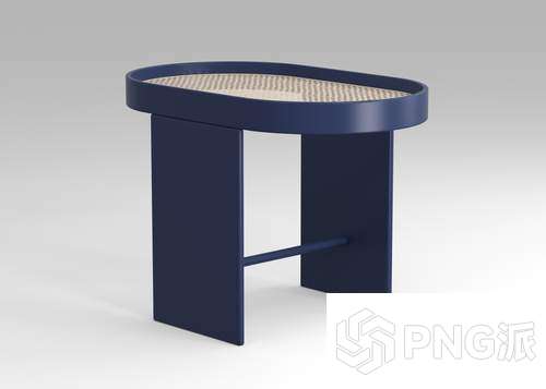 藏蓝色异形框架编织面茶几3D模型 - PNG派
