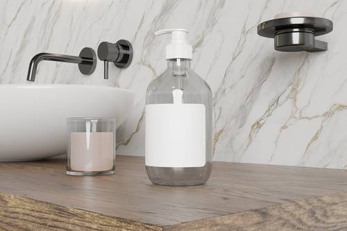 带空白标签透明按压式瓶身PS样机模板 - PNG派