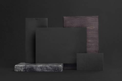 黑色系品牌VI样机展示PS模板 - PNG派