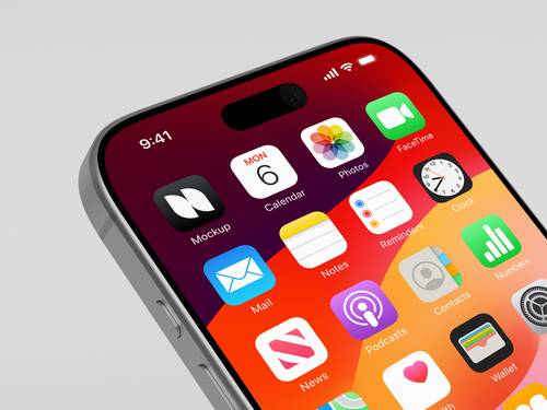 手机屏幕局部特写APP图标展示PS样机模板 - PNG派