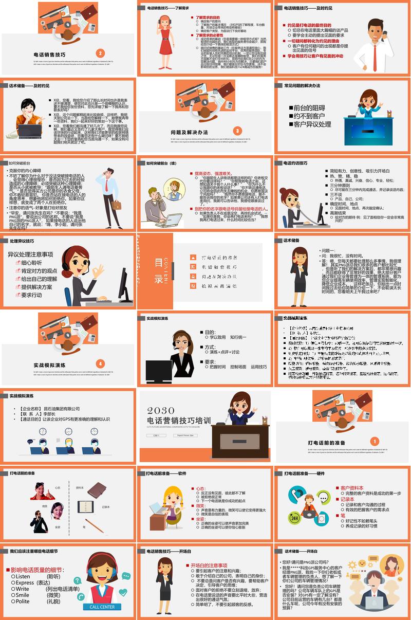 电话营销技能培训PPT模板 - PNG派