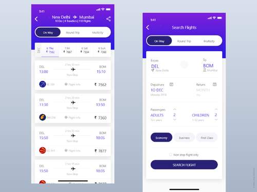 带iphone X模型的航班预订应用程序UI素材 - PNG派
