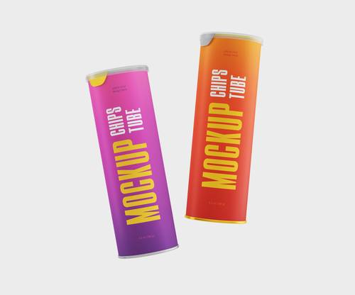 桶装薯片包装盒PS样机模板 - PNG派