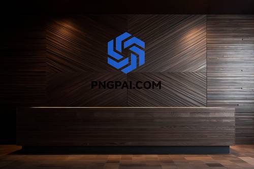 木制背景墙立体LOGO展示PS样机模板 - PNG派