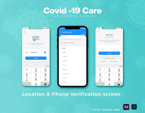 CovidCare病毒追踪应用程序设计挑战UI素材 - PNG派