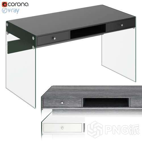 书桌办公桌电脑椅3D模型 - PNG派