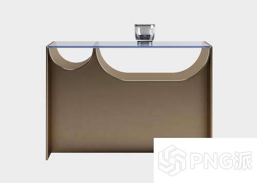 弧形玻璃面金属边几3D模型 - PNG派