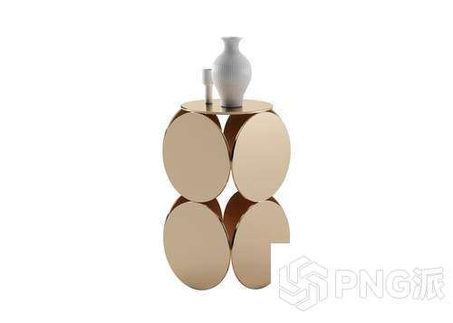 金色圆片组合底座边几3D模型 - PNG派