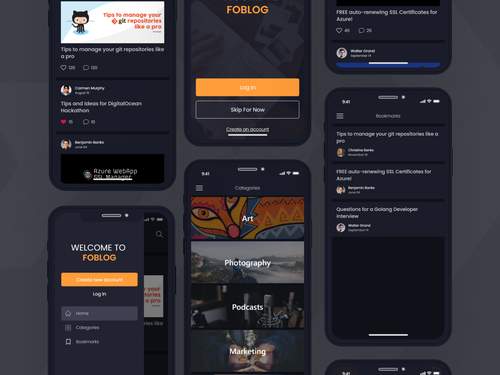 Foblog 新闻与博客应用UI素材 - PNG派