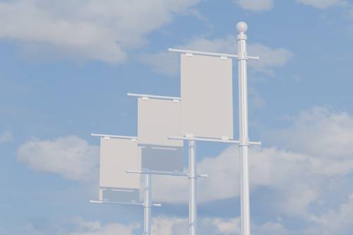 道旗路旗广告展示效果PS样机模板 - PNG派