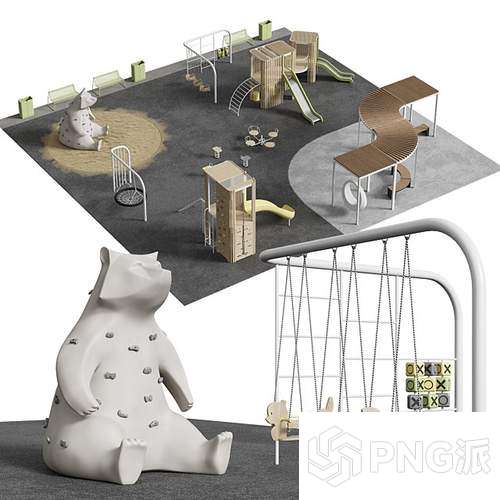 儿童乐园游乐设施组合3D模型 - PNG派