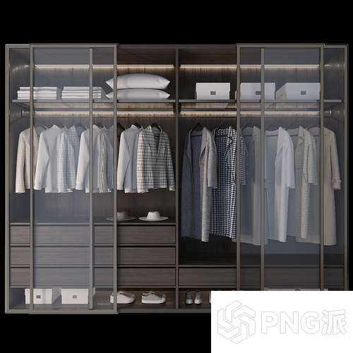 简约衣柜3D模型 - PNG派