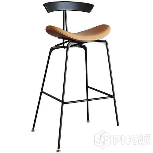 现代北欧实木吧椅3D模型 - PNG派