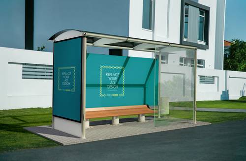 公交站牌广告PS样机模板 - PNG派