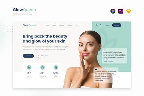 GlowQueen 水疗和美容服务网站登陆UI素材 - PNG派