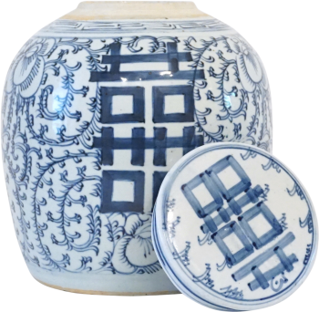 双喜陶瓷罐、蓝白瓷 - PNG派