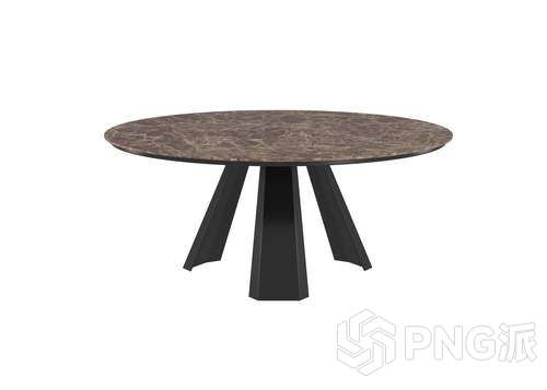 三腿底圆餐桌3D模型 - PNG派