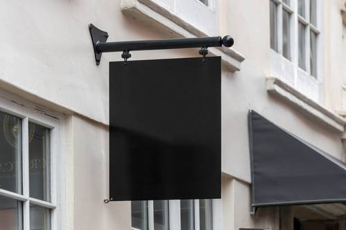 户外悬挂式招牌门头标识PS样机模板 - PNG派