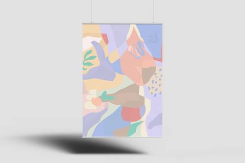 悬挂海报展示效果PS样机模板 - PNG派