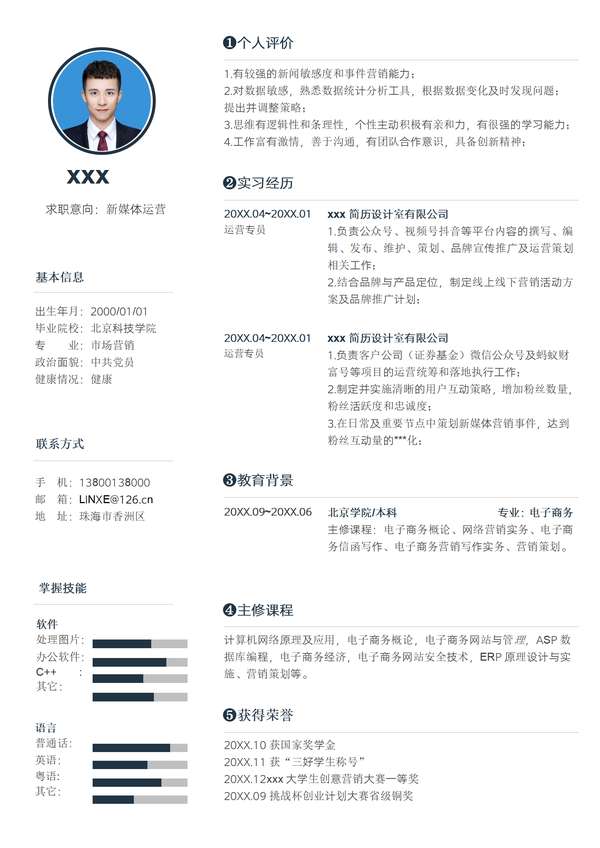 创意新媒体word简历模板下载免费下载 - PNG派