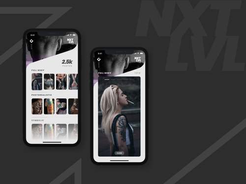 NXT LVL 纹身工作室应用程序[免费下载]UI素材 - PNG派