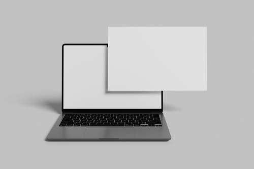 笔记本电脑层叠屏幕PS样机模板 - PNG派