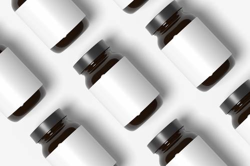 药品包装黑色玻璃瓶子PS样机模板 - PNG派