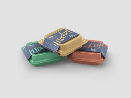 带纸质套筒一次性餐饮包装盒PS样机模板 - PNG派