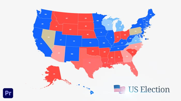 美国大选地区对比数据Pr模板 - PNG派