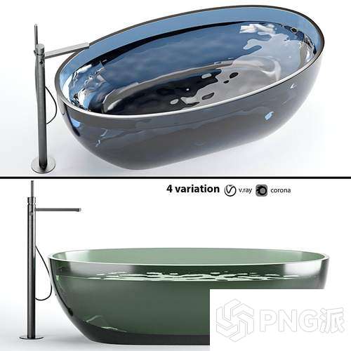 时尚浴缸洗手池3D模型 - PNG派