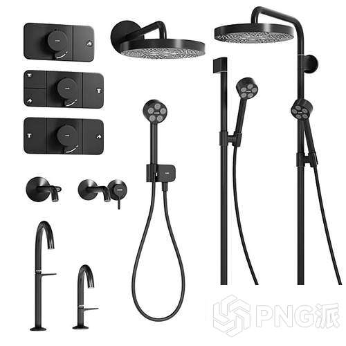 极简浴缸洗手池3D模型 - PNG派