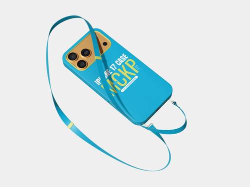 带挂绳iPhone 17 Pro手机壳PS样机模板 - PNG派
