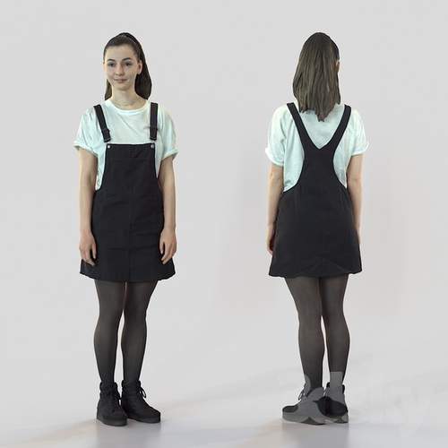 休闲装女士人物3D模型 - PNG派