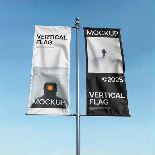 户外道旗PS样机模板 - PNG派