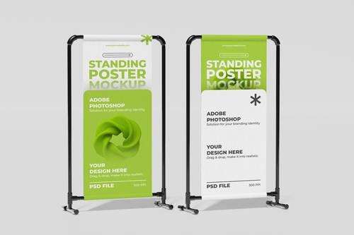 高品质立式带广告位停车占位牌PS样机模板 - PNG派