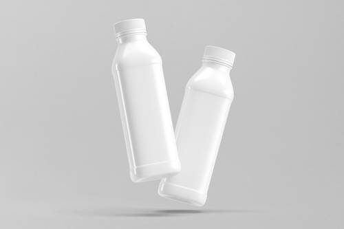 饮料果汁方形圆角塑料瓶PS样机模板 - PNG派