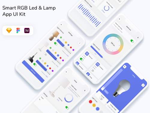 智能RGB Led和灯具应用程序UI套件 - PNG派