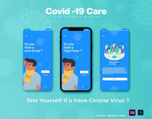 CovidCare病毒追踪应用程序设计挑战UI素材 - PNG派