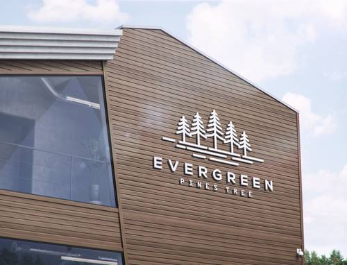 3D立体LOGO招牌、建筑外墙LOGO展示PS样机模板 - PNG派