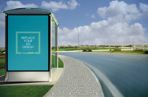 公交站牌广告PS样机模板 - PNG派