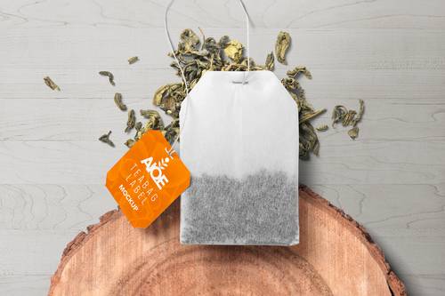 带标签无纺布茶叶小包装PS样机模板 - PNG派