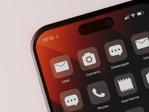 手机屏幕局部特写APP图标展示PS样机模板 - PNG派