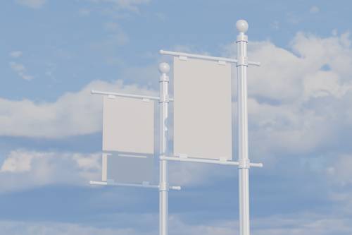 道旗路旗广告展示效果PS样机模板 - PNG派