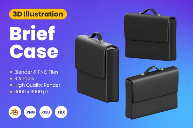 3D公文包Blender模型 - PNG派