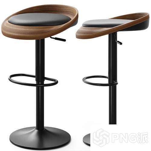 极简复古靠背吧椅3D模型 - PNG派