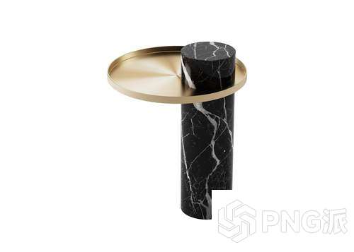 黑金大理石拼接圆边几3D模型 - PNG派