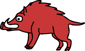 红色卡通公猪 - PNG派