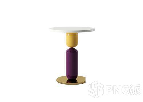撞色柱形底座圆边几3D模型 - PNG派